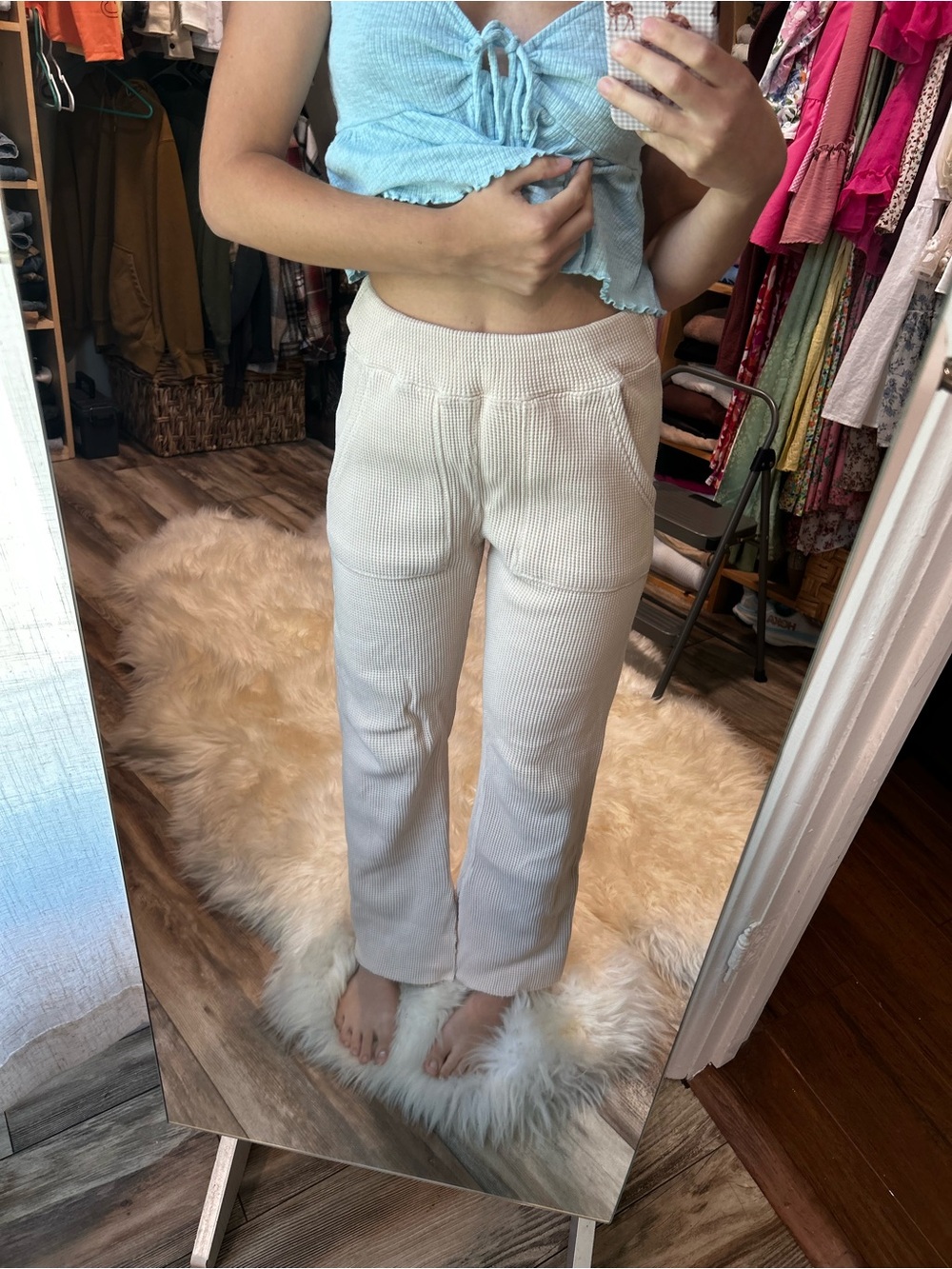 Urban Outfitters beige waffle knit pants